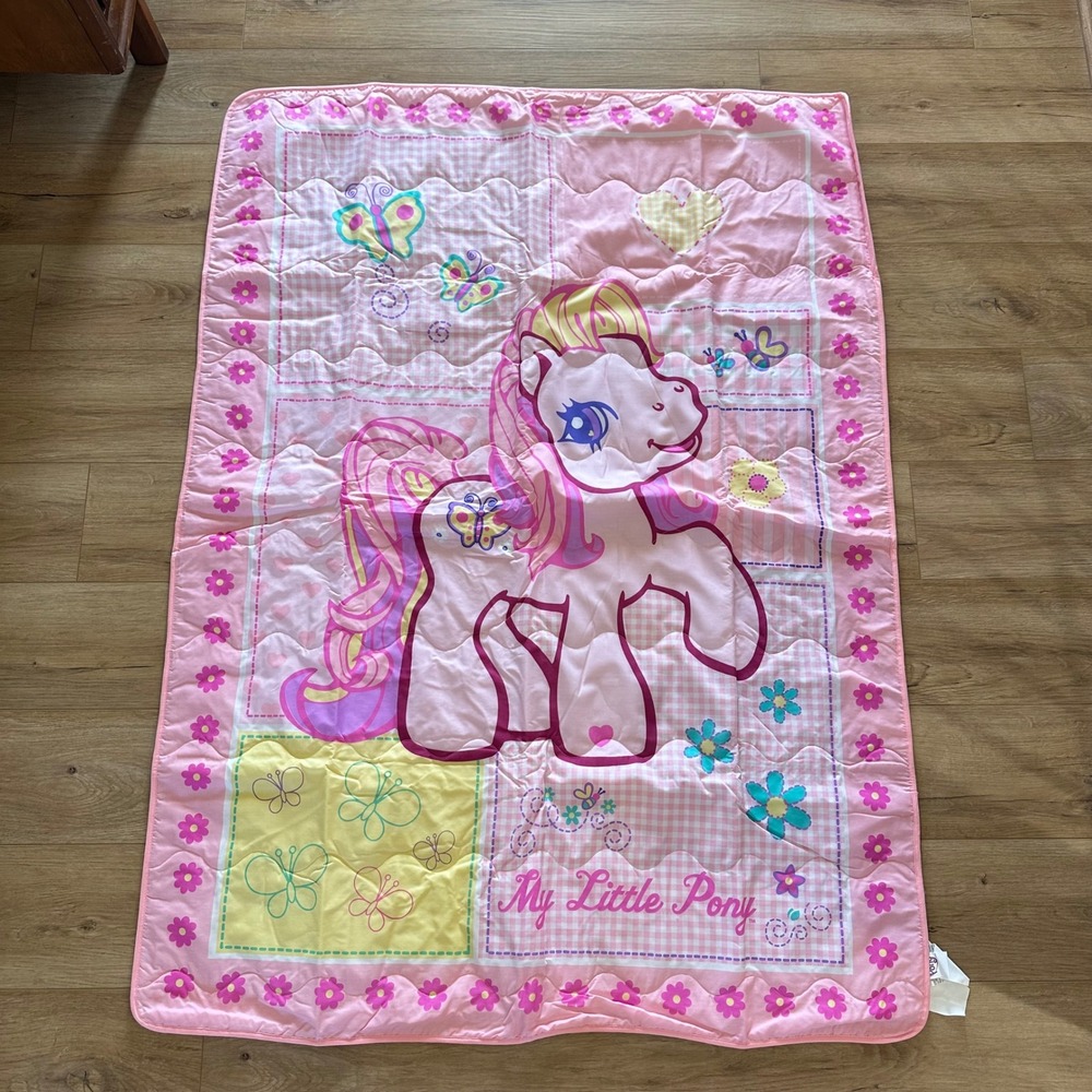 VTG Y2K My Little Pony Comfy Quilt 2005 Hasbro G3 Pink Blanket New